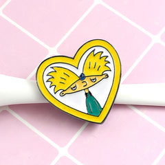 Heart Shaped Boy Brooch Cartoon Design