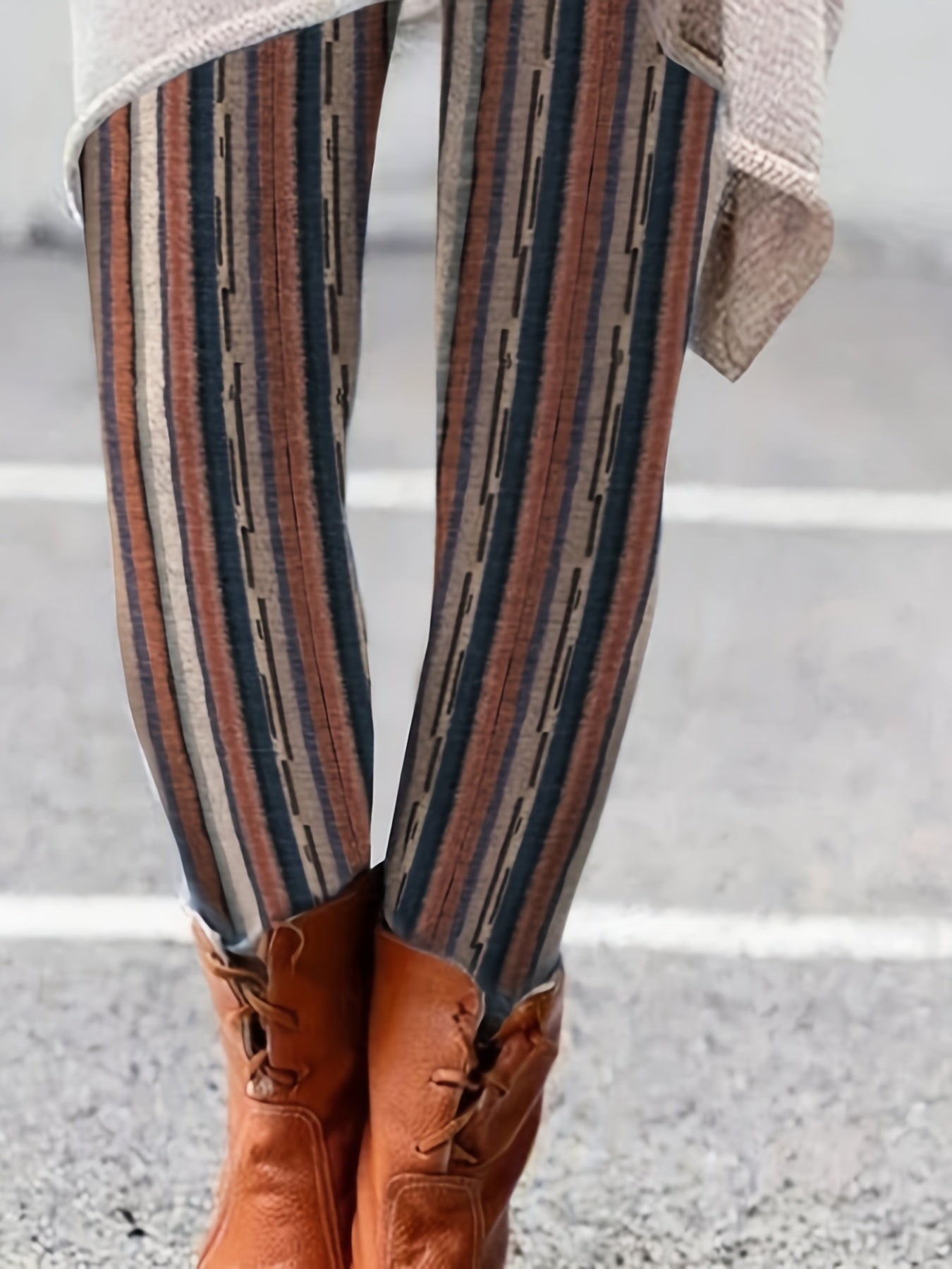 High Waist Striped Skinny Leggings