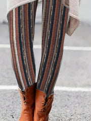 High Waist Striped Skinny Leggings