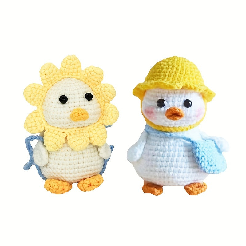 2 Red Crochet Material Sets for Travel Duck Doll with English Instruction Manual