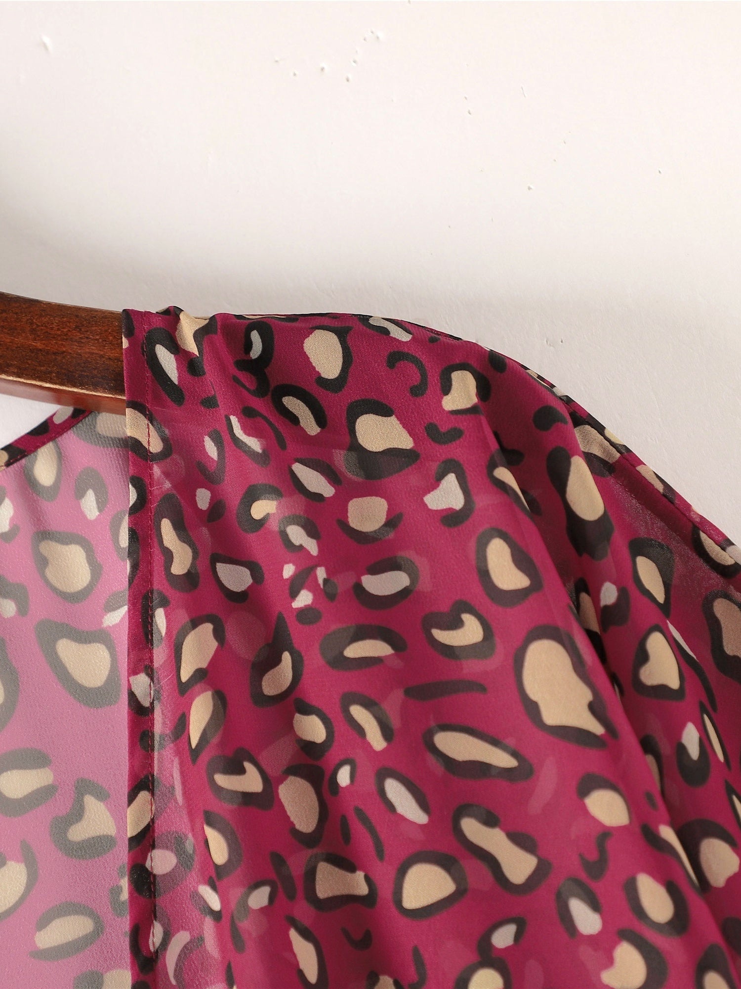 Leopard Print Beachwear Cardigan V Neck Cover Up Shirt