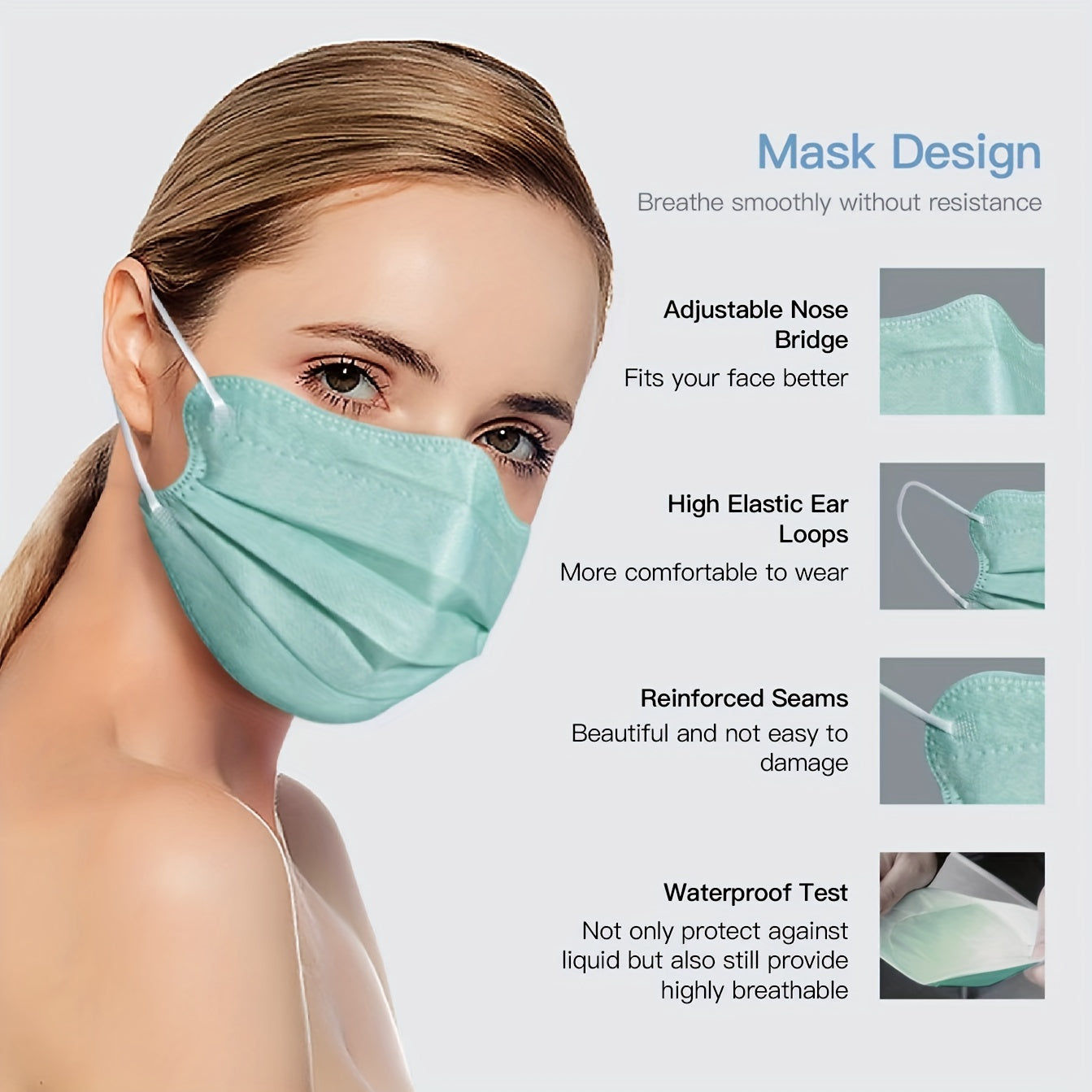 50pcs Butterfly Disposable Face Masks 3-Layer Protection Individual Packaging