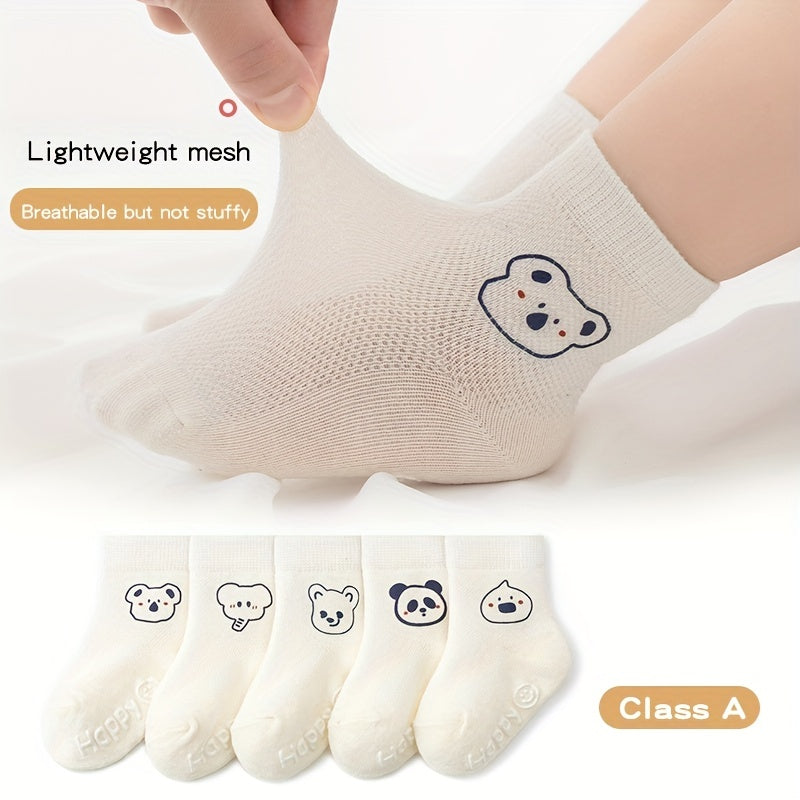 5 Pairs Girls Animal Print Ankle Socks for Kids Toddlers