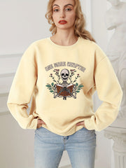 Skull Print Sweatshirt Crew Neck Long Sleeve Casual Women's Clothing