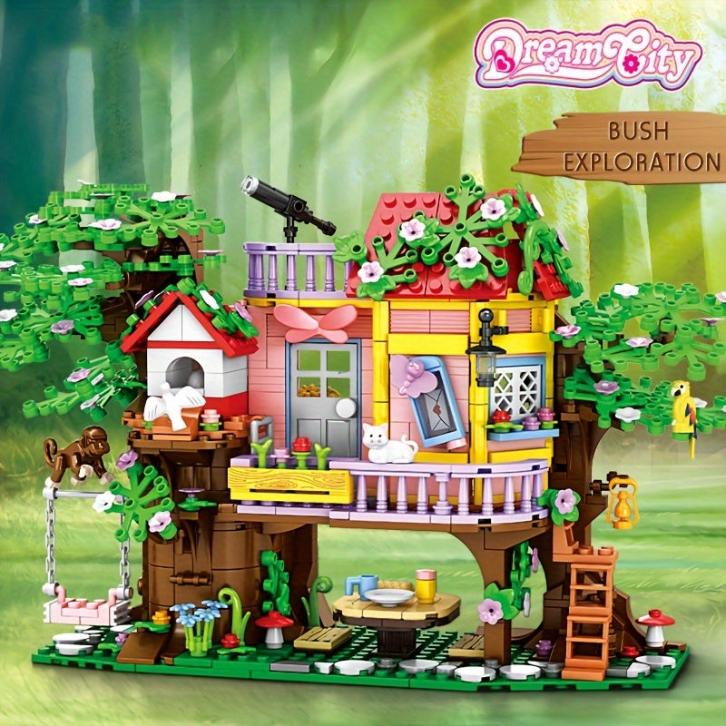 Tree House Bricks Model Set 840pcs DIY Forest House Building Blocks Toy