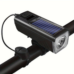 Solar Bike Light Set With Horn USB Rechargeable Headlight Taillight