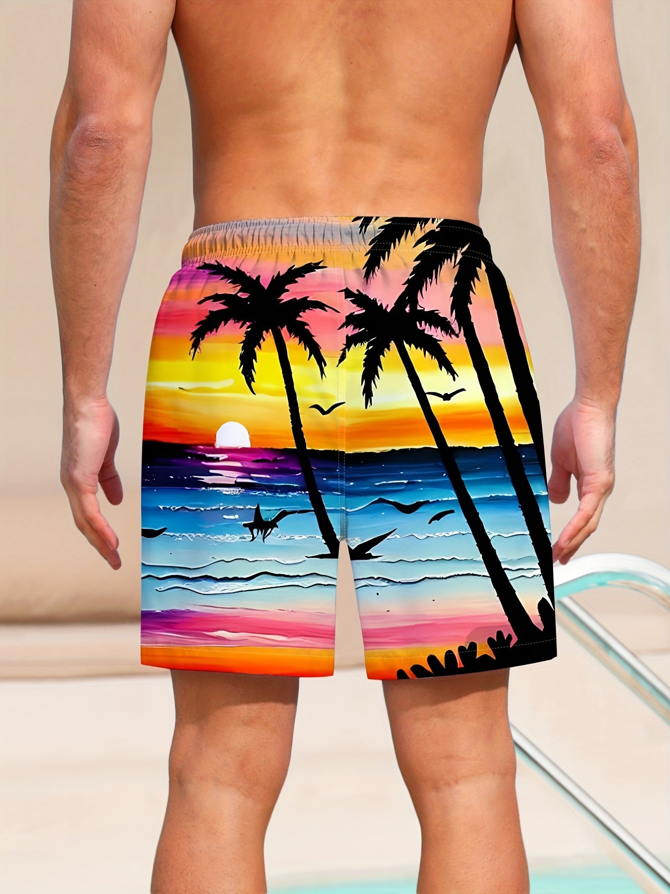 Men's Quick Dry Hawaiian Beach Board Shorts Colorful Swim Trunks
