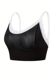 Retro Bralette with Lace Trim