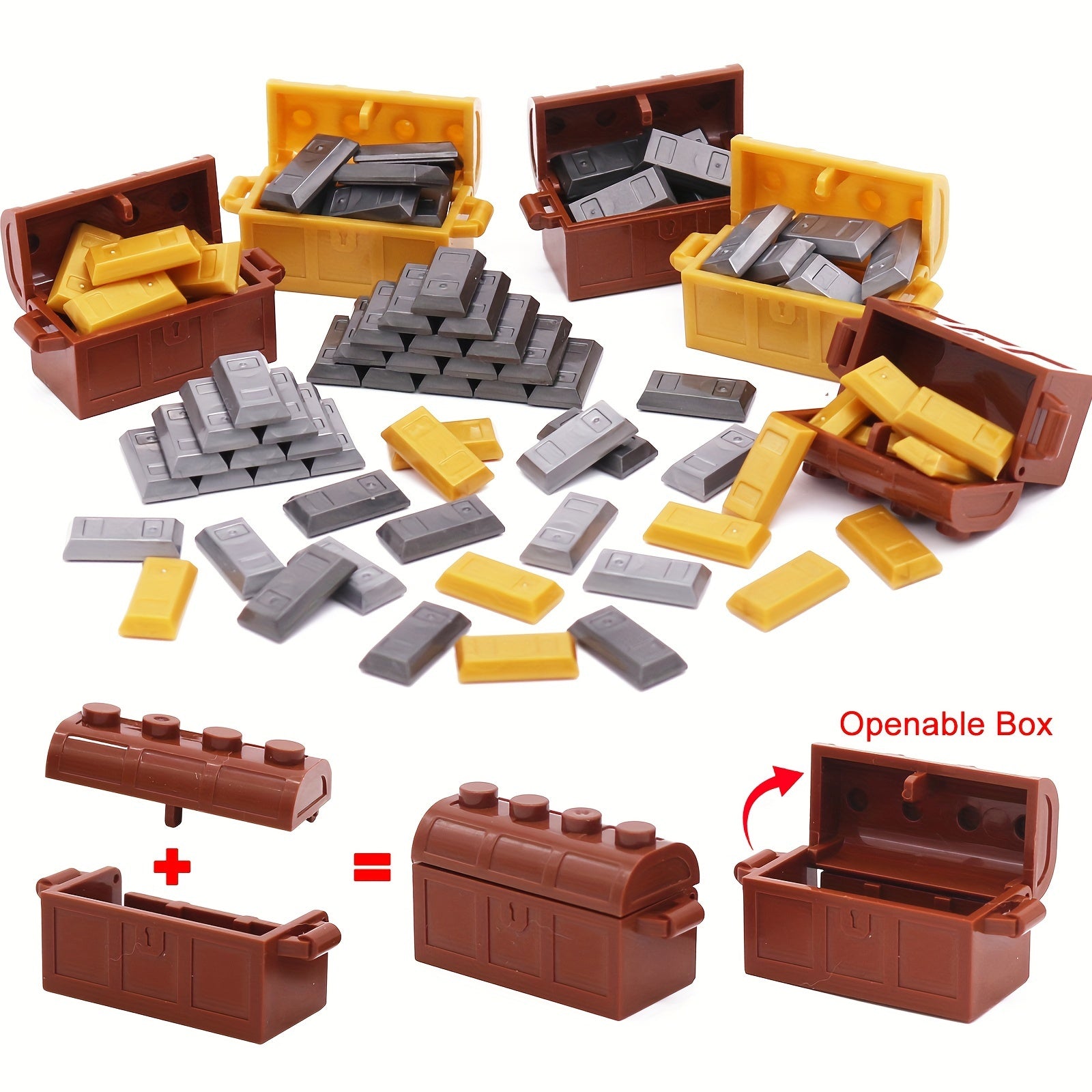 116pcs Pirate Treasure Building Set with Golden Brick Bars and Chest