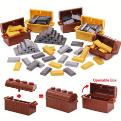 116pcs Pirate Treasure Building Set with Golden Brick Bars and Chest