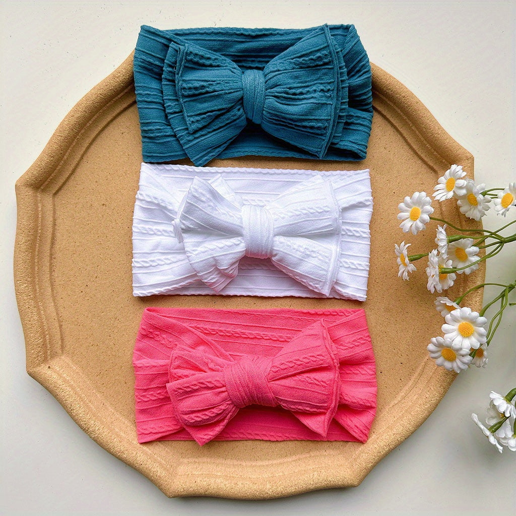 3pcs Bowknot Wide Headband Hairband for Baby Girls
