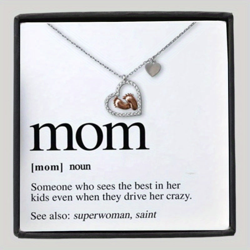 Baby Foot Heart Pendant Necklace Party Holiday Birthday Mother's Gift
