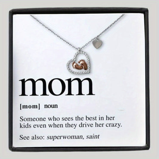 Baby Foot Heart Pendant Necklace Party Holiday Birthday Mother's Gift