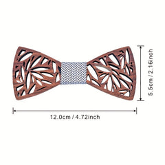 Retro Carved Walnut Wood Bow Tie Set for Father and Son