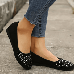 Women's Rhinestone Flat Loafers Lightweight Slip On Shoes