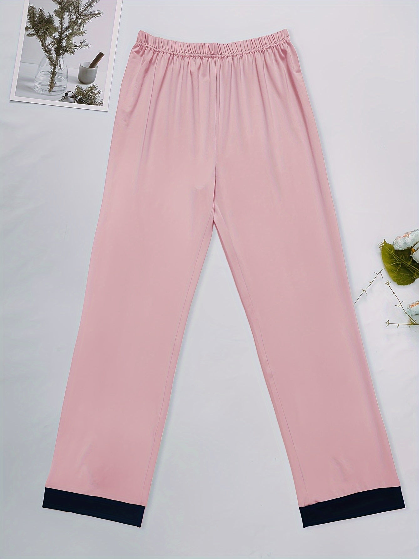 Colorblock Trim Sleep Bottoms Casual & Cozy Home Sleep Pants