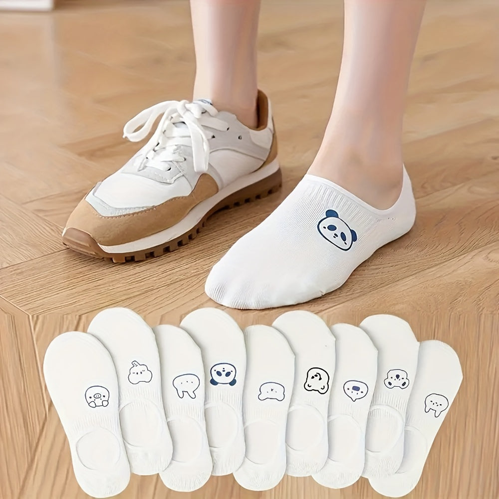9 Pairs Animal Print Socks Cartoon Design Women's Stockings