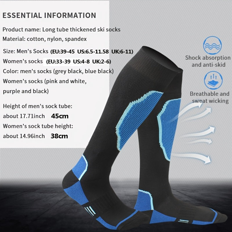 Men's Heated Ski Socks Winter Thermal Crew Boot Socks for Cold Weather
