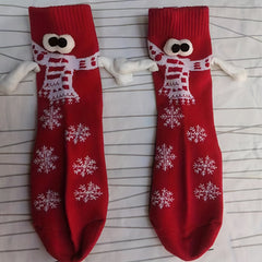 Christmas Doll Hand in hand Mid calf Socks For Couples