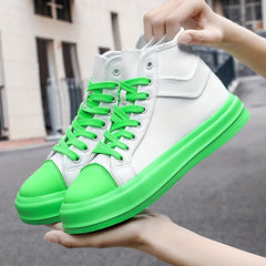Two Tone High Top Lace Up Board Shoes Lightweight Non Slip