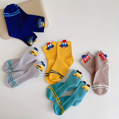 Boys Cartoon Car Pattern Breathable Socks