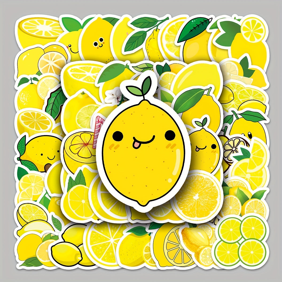 50pcs Lemon Fruit Stickers Waterproof Luggage Skateboard Tablet Decor
