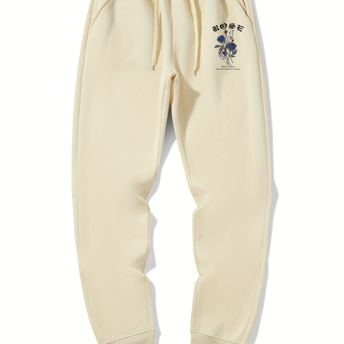 Men s Rose Print Drawstring Sweatpants