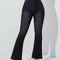 High Waist Flare Leg Jeans Solid Stretchy Bell Bottoms Y2K Denim Pants