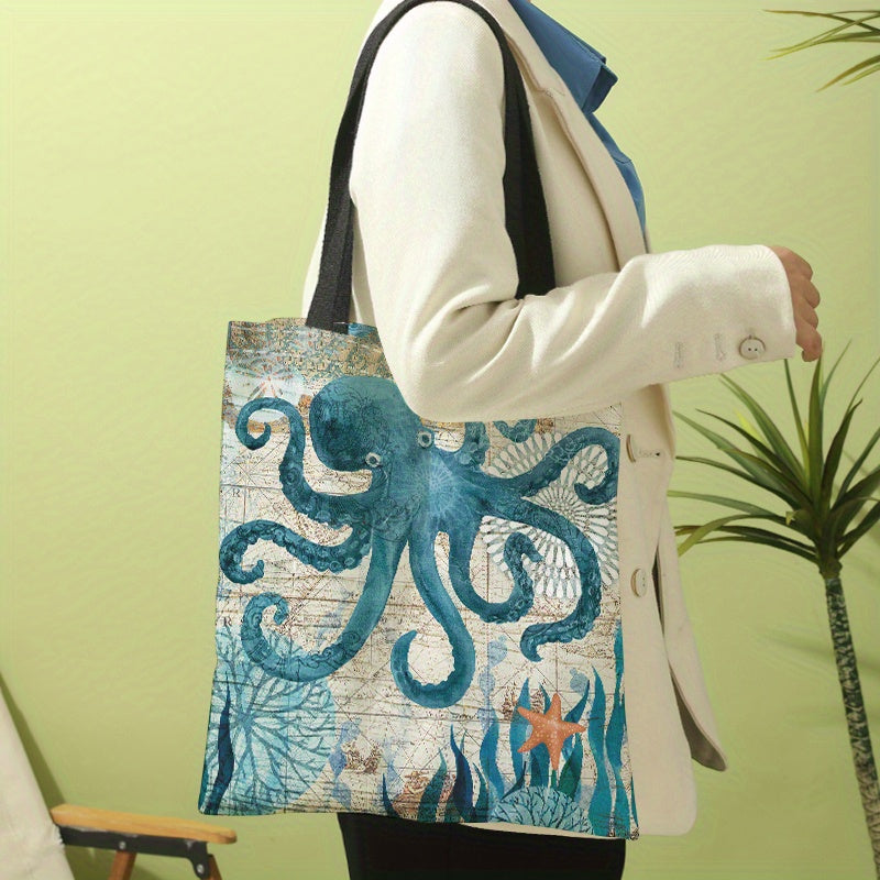 Seaweed Octopus Tote Bag Cartoon Canvas Shoulder Bag