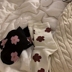 Floral Print Mid Tube Socks Women's Stockings