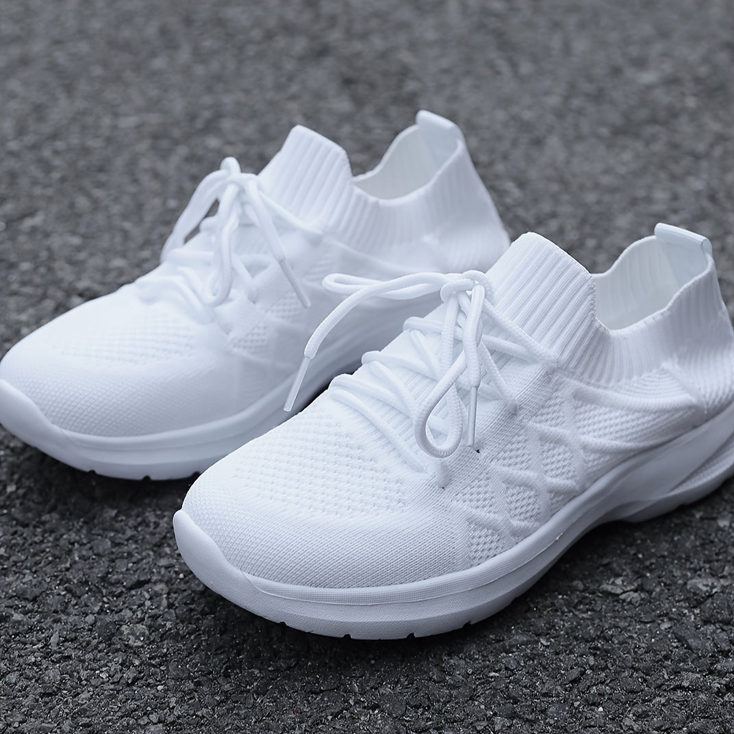 Women's Breathable Flying Woven Sneakers Casual Lace Up Outdoor Shoes
