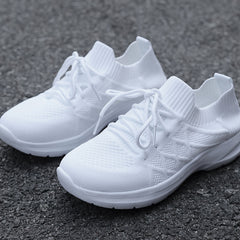Women's Breathable Flying Woven Sneakers Casual Lace Up Outdoor Shoes