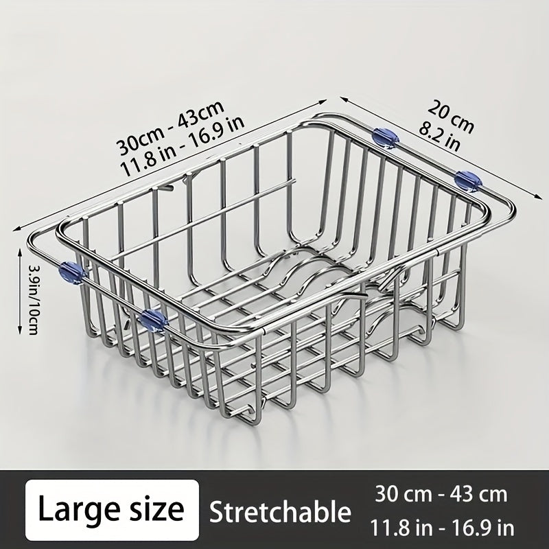 Retractable Stainless Steel Drain Basket Sink Rack