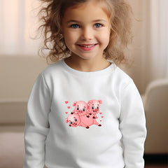 Girls Pigs Pattern Crew Neck Sweatshirt For Spring Fall