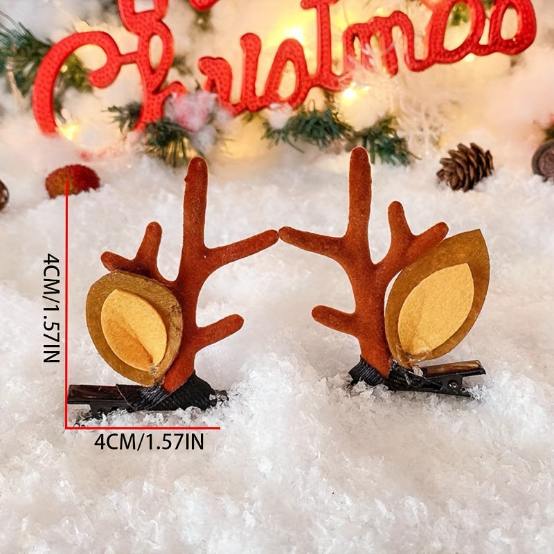 6pcs Christmas Hair Accessories Set Antlers Snowman Elk Hairpin