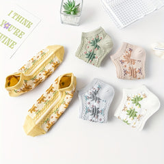 5 Pairs Maple Leaf Print Ankle Socks for Women