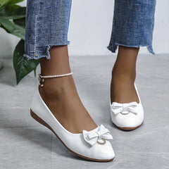 Women's Bowknot Flats Pointed Toe Slip On Shoes