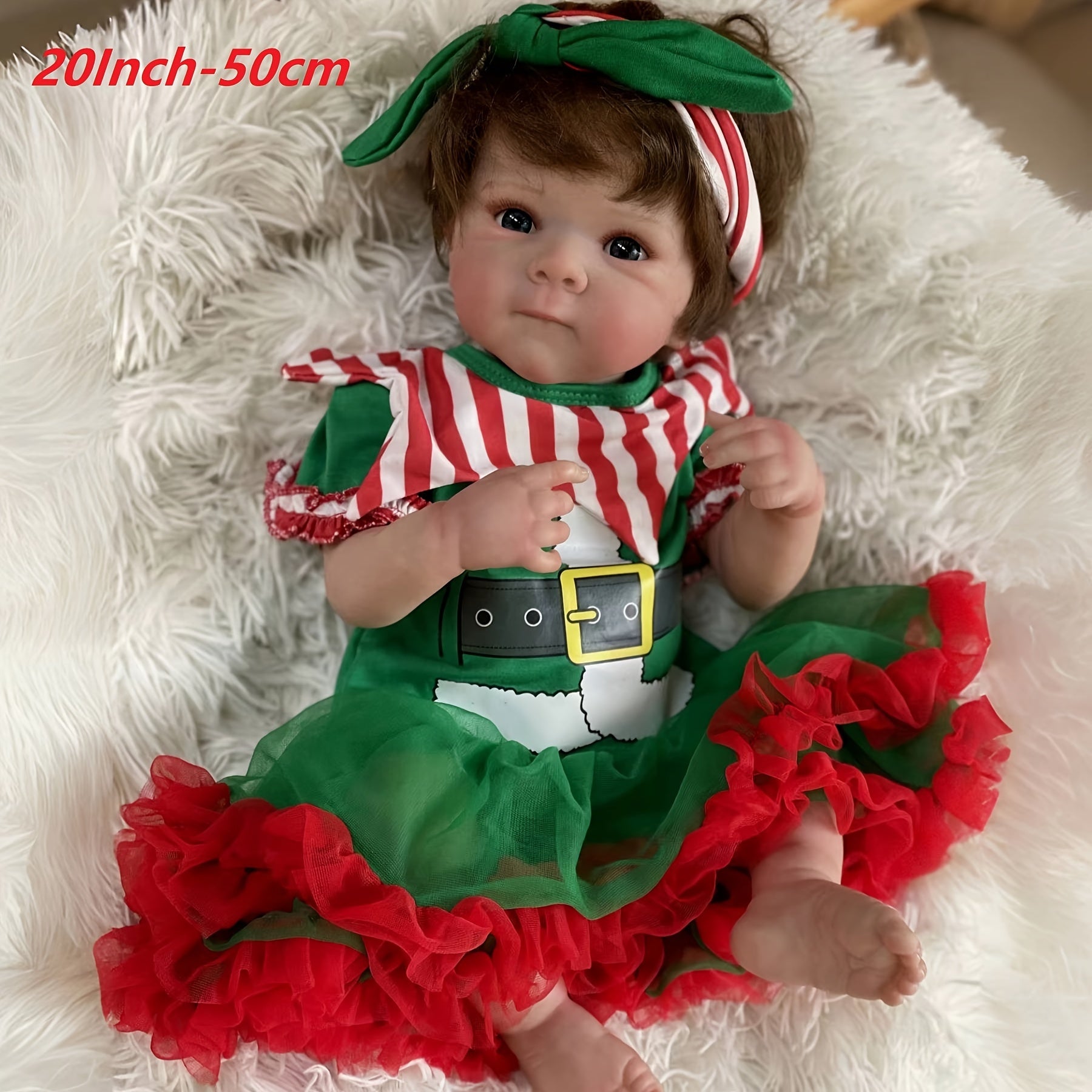 Soft Silicone Reborn Doll in Christmas Dress