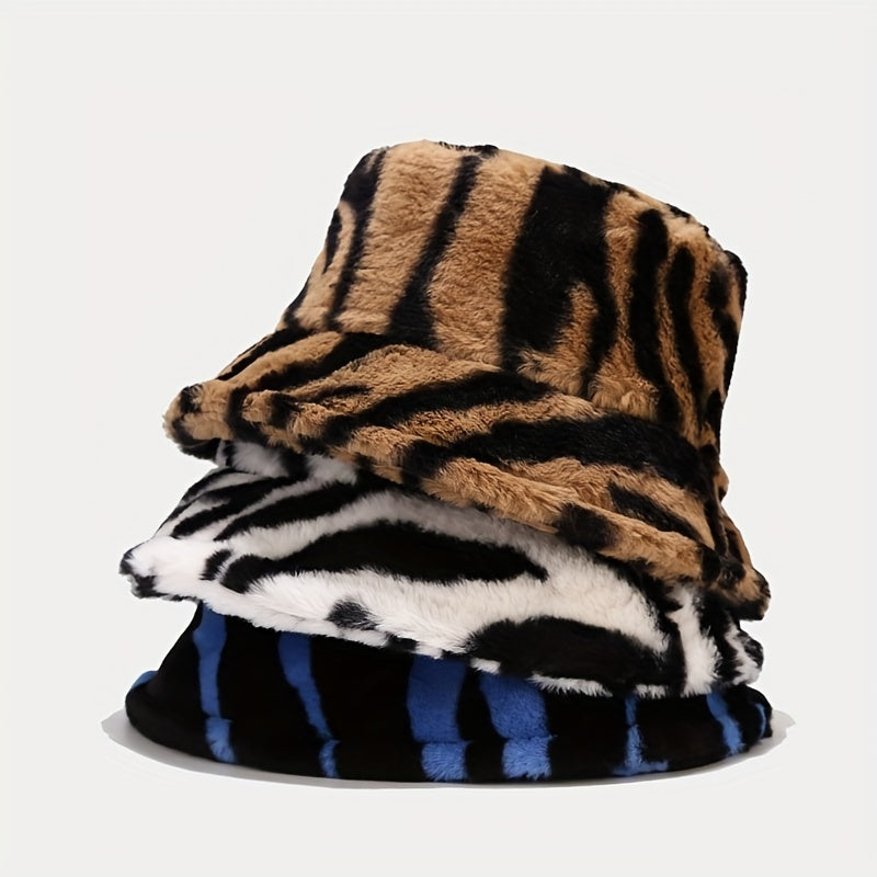 Unisex Sunshade Plush Bucket Hat for Outdoor Travel