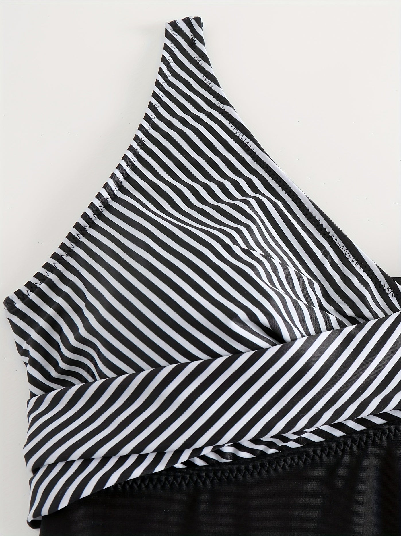 Colorblock Stripe Print Twist Front One Piece Ruched Tank Swimsuit