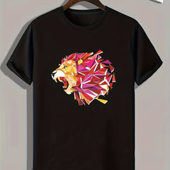 Lion Pattern Print Men's Sports T-shirt - Fitness Activities Gift
