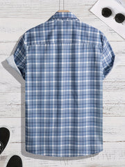 Men's Plaid Hawaiian Shirt Short Sleeve