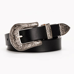 Women's Leather Belt Cowboy Cowgirl Decor Belt For Suit Jeans