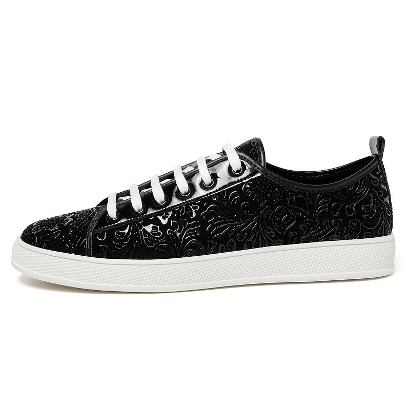 Men's Flower Embossed Sneakers Lightweight Non Slip Walking Shoes