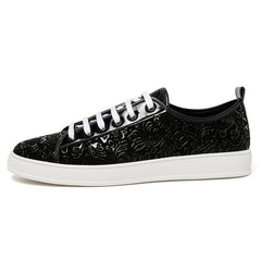 Men's Flower Embossed Sneakers Lightweight Non Slip Walking Shoes