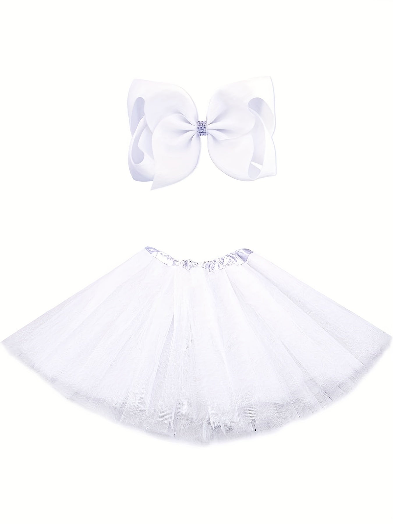 Girls Tulle Tutu Skirt & Bow Headdress Ballet Dressing Up Kid Tutu Skirt