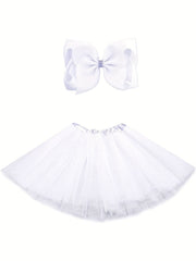 Girls Tulle Tutu Skirt & Bow Headdress Ballet Dressing Up Kid Tutu Skirt