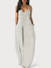 Basic Dress Women's Plain V Neck Stretch Cami Maxi Dress