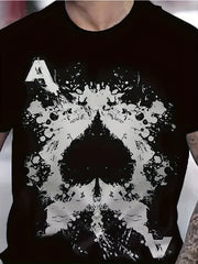 Poker Spade Pattern Men's Short Sleeve Graphic Tee