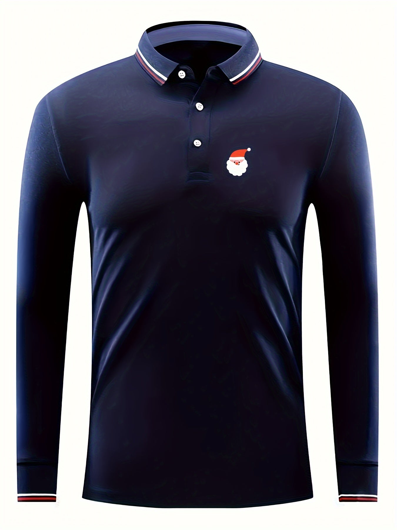 Men's Santa Claus Lapel Shirt Long Sleeve Golf Tennis Top